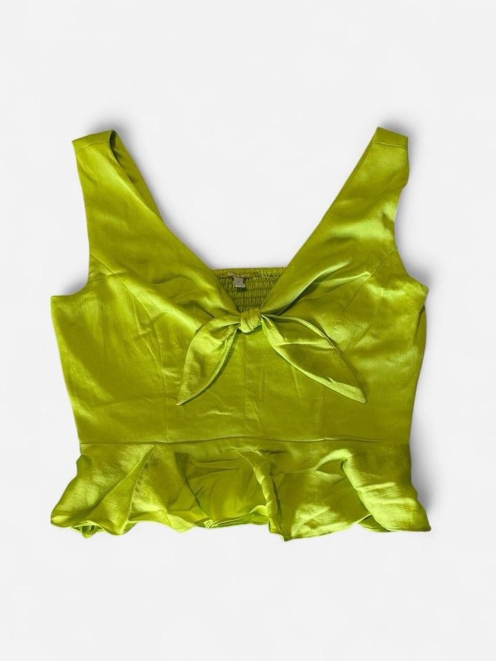 Gianni Bini | Lime Green | Satin Crop Top | Bow Detail | Size 6 | NWT